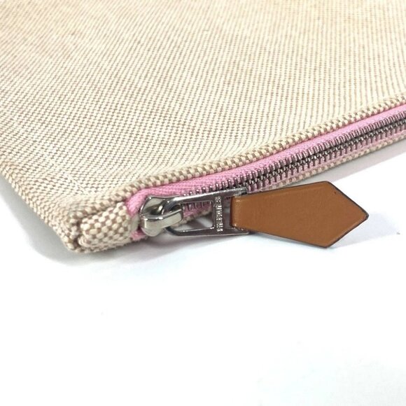 HERMES logo Yachting Makeup pouch clutch bag multi-purpose Pouch pink/Beige - Picture 10 of 16